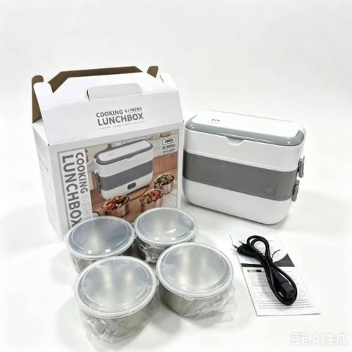 Electric Heating Lunch Box with 4 Stainless Steel Liners & Steaming Function