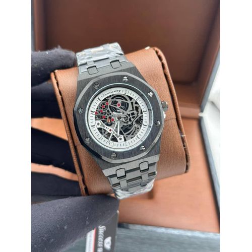 Premium quality men's stainless steel wristwatch black