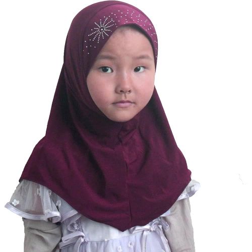 Kids Amira Lycra Hijab - Muslim Head cover- Wine