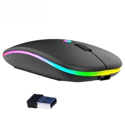 Rechargeable Wireless Mouse – 2.4GHz & Bluetooth 2-Mode, Silent Click, Ergonomic Compact Design, USB-C Charging, Plug & Play for PC / Laptop / Android / Tablet