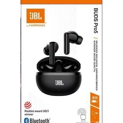 JBL Buds Pro5 Pure Bass Fingerprint Earbuds - Noise Cancellations Earphone, Personalized Spatial Audio, Sweat Resistant Earpod - BLACK
