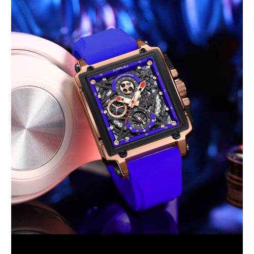 Men's Sports Quartz with Blue silicone strap Designer Wristwatch