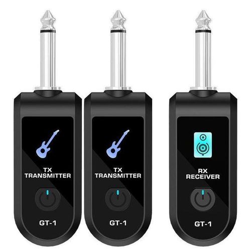 Wireless Guitar Transmitter Receiver System, Real Time Transmission for Electric Guitars, Basses, Pianos, Violins, Outdoor Performances (2 Transmitter with 1 Receiver)