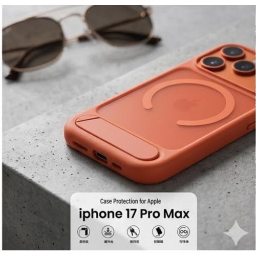 Heavy Duty Magnetic Armor Case for iPhone 17 Pro Max – Full Camera Lens Protection, Anti-Drop Bumper Cover, Wireless Charging Compatible durable iPhone pouch, strong protective case, magnetic charging cover, camera protection case Orange