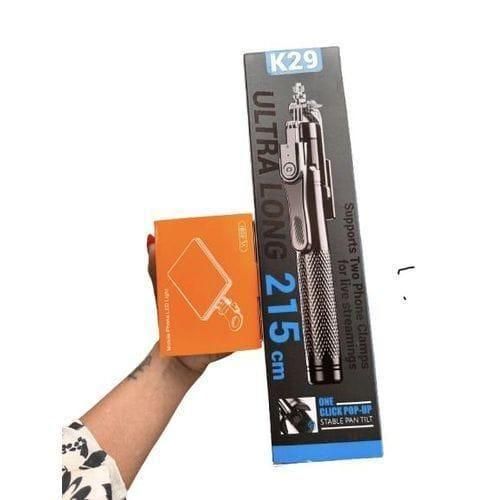 K29 Ultra Long Tripod Stand 215Cm and VL-60BI Rechargeable Mobile Phone LED Light