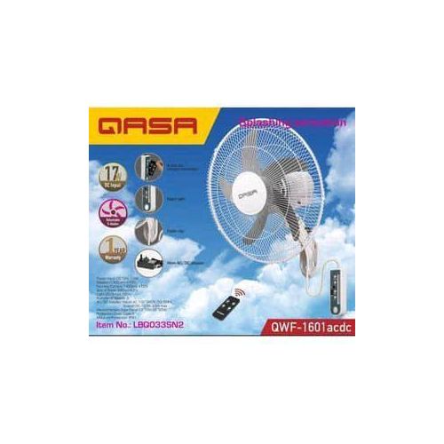 Qasa 16inches energy friendly AC/DC solar wall fan QWF-1601acdc