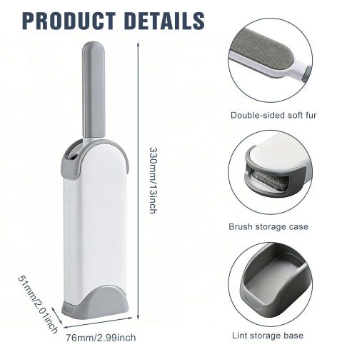 Reusable Double-Sided Lint Brush, Manual Electrostatic Pet Hair Remover for Dog & Cat Hair, Lint Dust Cleaner for Clothing, Sofas, Furniture, Bedding and Carpets
