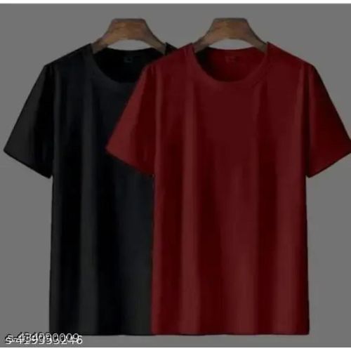 2 IN 1 UNISEX SHORT SLEEVES ROUND NECK PLAIN POLOS T-SHIRT TEES MEN AND WOMEN