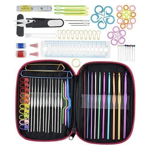Crochet-Hook Set 100pcs With Yarn Knitting Needles Sewing Kit + Storage Bag (Superior Quality)