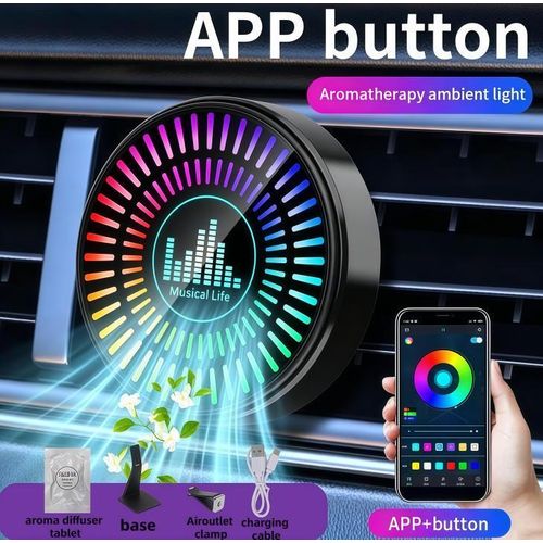 Car A-roma Diffuser/Car Interior Led lights/Music Rhythm RGB LED Car Atmosphere Lamp with USB A-roma Diffuser and Colors Light for Auto