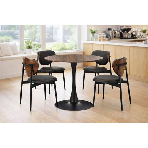 Nordic Luxe 5-Piece Dining Set Round Table 4 Chairs