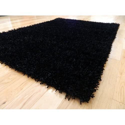 New Modern Living Room Shaggy Center Rug- Full Black