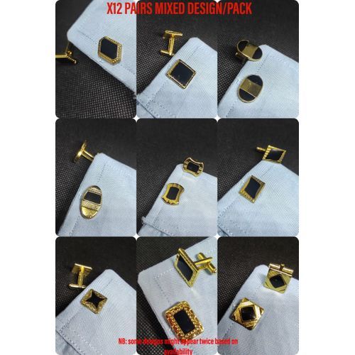 12 Pairs/Set Men Classic Design Silver Shirt Cufflinks