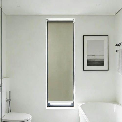 Olive Green Grey Light Filtering Roller Shade 50x160cm 1 Piece, Semi Blackout Privacy Window Blind for Bathroom Office Kitchen Living Room, 100% Polyester Fabric curtain, Easy Install