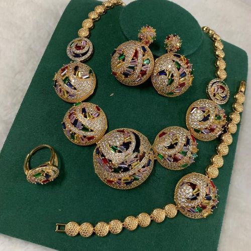 Beautiful & Stylish Quality Non Fading 4in1 Multi- Color Zirconia Jewelry Sets