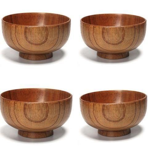 Wooden Soup Bowl Wood Bowl-4pcs