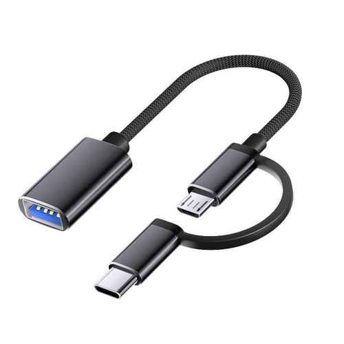 2in1 OTG TYPE C Plug & Play + Micro For Android Phones Black