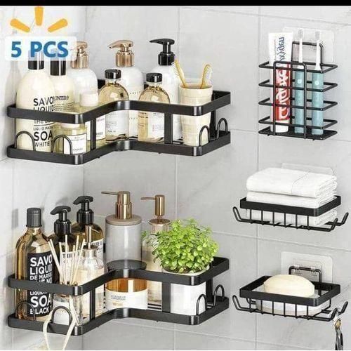 5 Pcs Set Wall Mount Bathroom Multipurpose Decorative Rack