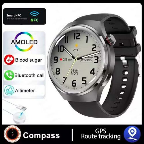 Smartwatch AMOLED HD Screen GPS NFC Tracker Heart Rate Blood Sugar Smart Watches