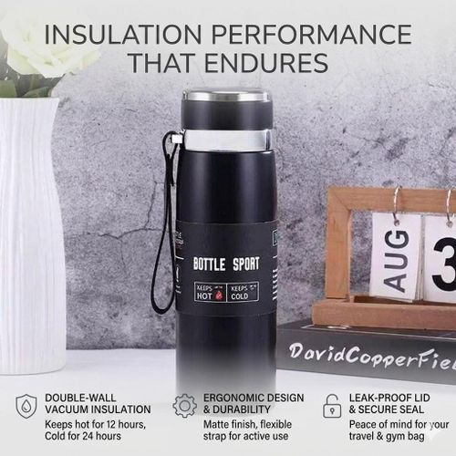 32HRS Hotness Thermal Water Flask For Hot Water, Stainless Steel Water Bottle Vacuum Bottle, Water Bottle Stainless Steel Vacuum Flask For Travel , Office And Home Use, Stainless Hot and Cold Thermal Water Bottle Vacuum Flask with Rope Tea - 1000ML
