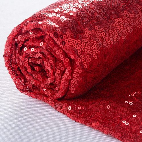 Shiny Beauty Red Fabric by The Yard -Versatile Mesh Red Sequin Sequince Sequence Mesh Fabric for Clothing Wedding Party Decoration DIY Projects Baby Shower