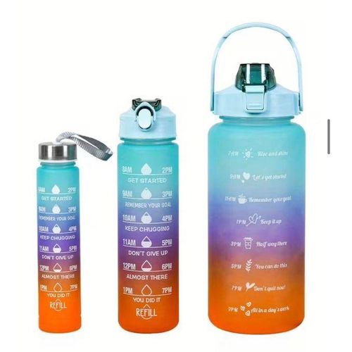 GYM 3 in 1 Motivational Water Bottle With Stickers
