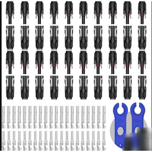 20PCS Pack MC4 Solar Panel Connectors + 2 Blue Spanners. Male & Female Cable Connectors For Solar Cables/Waterproof IP67 PV Connector Set For Solar Panel Extension & Repair