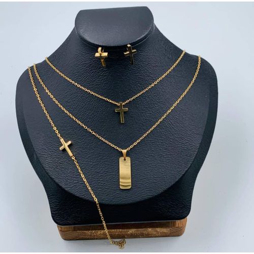 Cross Stainless Steel Necklace Set