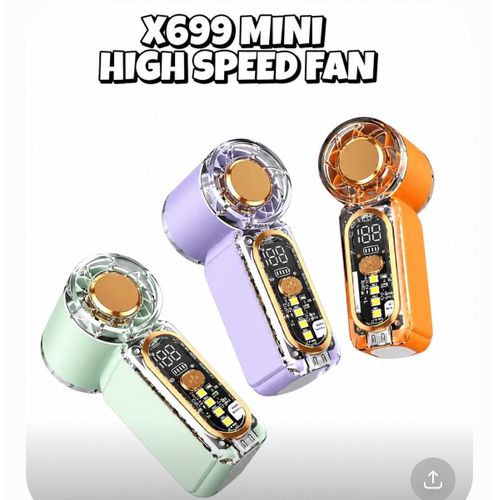 2-in-1 Handheld Fan With Night Light Speed USB Rechargeable Fan