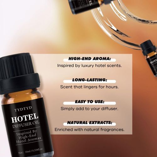 Hotel Diffuser Oil 10ml Premium Aroma Essential Oil for Aroma Diffusers, Reed Diffusers & Humidifiers - Long-Lasting Home, Office, Spa & Hotel Fragrance Oil, Luxury Scent Air Freshener