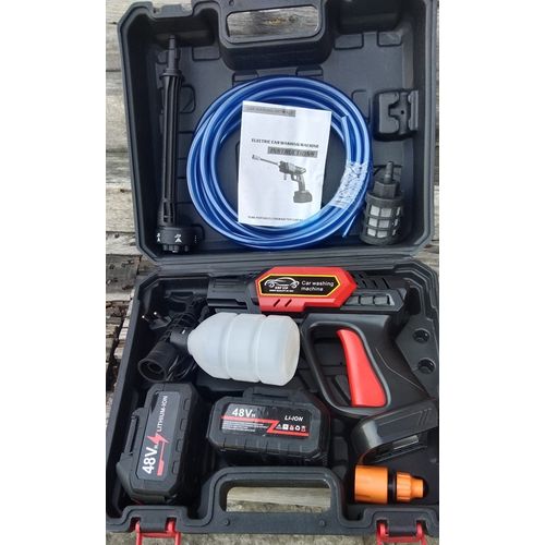 2 Batteries Cordless 48V Wireless Portable High Pressure Automatic Car/Bike Washer Wheel Cleaner Ideal For Garden Watering