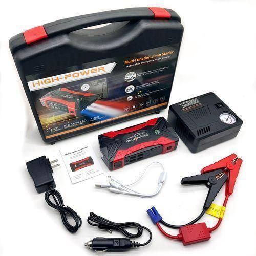 Multi-Function JUMP STARTER KIT AND POWER BANK with INFLATOR & AIR COMPRESSOR For cars ,laptop & mobile Devices-99809 mAH 12V Ultrasafe LITHIUM -Torch light -MULTIFUNCTION Air JUMP STARTER with TYRE INFLATOR 9980 mAH