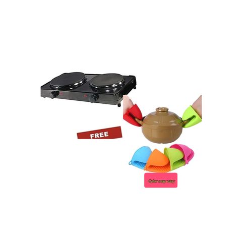 Electric Cooker Hot Plate -Double Burner + Free Silicone Hot Pot Holder