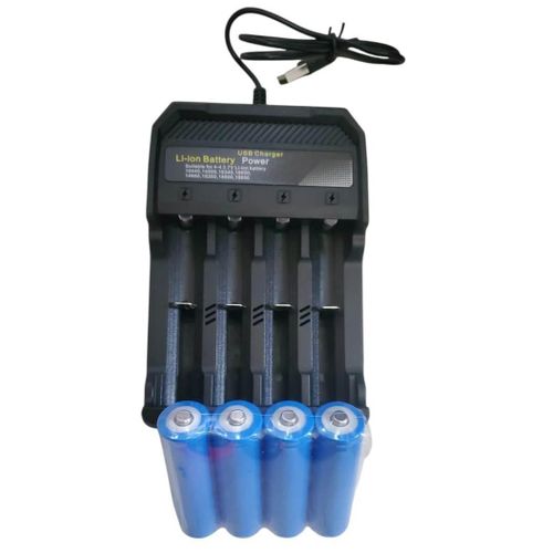 4pcs 3.7V Rechargeable Battery & Usb Digital 4 Slot Charger