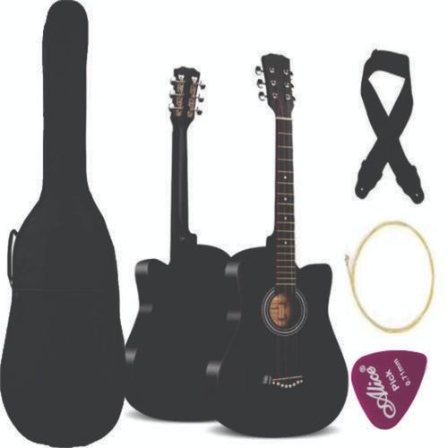 Acoustic Guitar With Accessories - Black 38 Inches