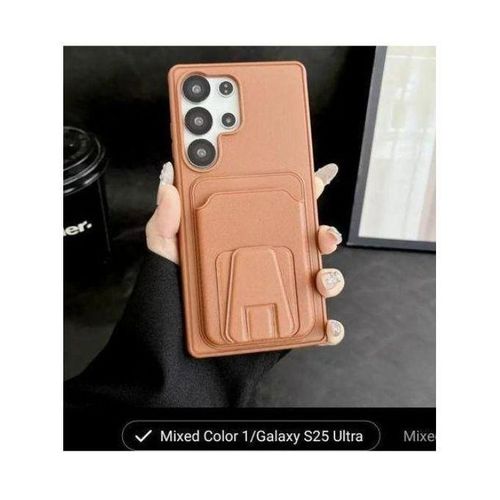 Unique leather back case with wallet for Samsung Galaxy s25 ultra - brown