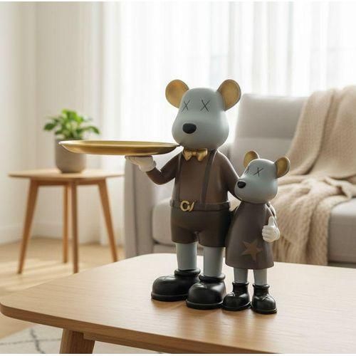 Kaws-Style Mouse Butler & Companion Figurines - Modern Home Decor & Collectible Art