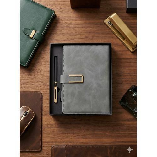 A5 Faux Leather Thick Business Notebook Sketch Journal Diary with Pen For Office & College Students Stationery Supplies