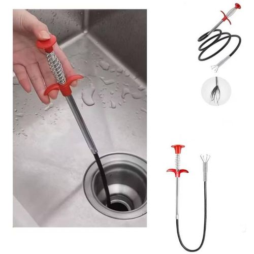Long Stainless Steel Pipe Unblocker & Grabber Flexible Drain Auger & Hair Debris Catcher Clog Remover for Sink, Toilet & Bathroom - 91CM