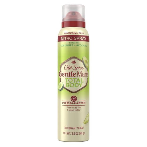 GentleMan's Total Body Deodorant Nitro Spray, Aluminum-Free, Cucumber & Avocado (99g / 3.5 oz)