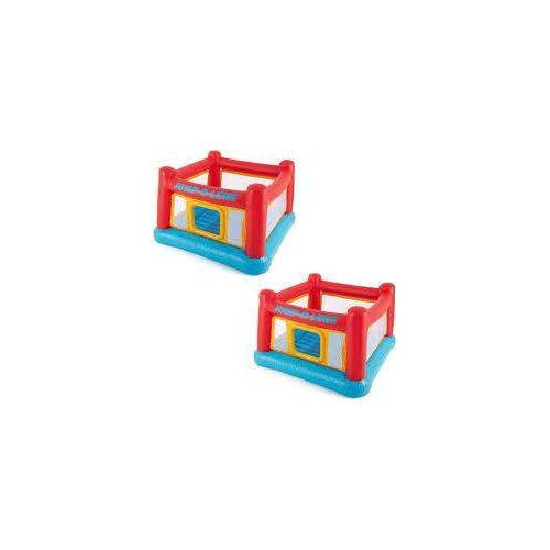 Intex Inflatable Jump-O-Lene Indoor or Outdoor Playhouse Trampoline Bounce Castle House with Crawl-Thru Door and Net for Kids Ages 3-6