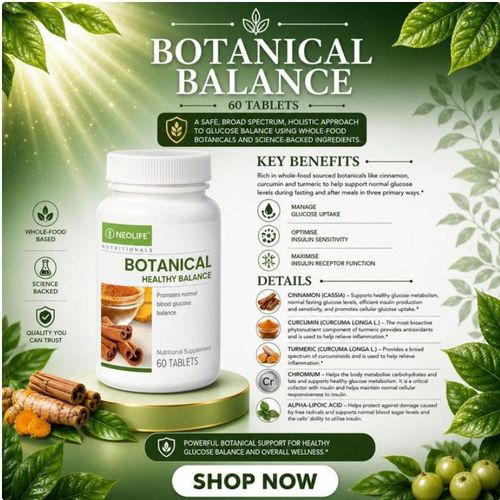 Neo Dee Excellence NeolineBotanical Balance - 60 Tablets, Blood Sugar Support Cinnamon Turmeric Chromium, Glucose Management Supplement
