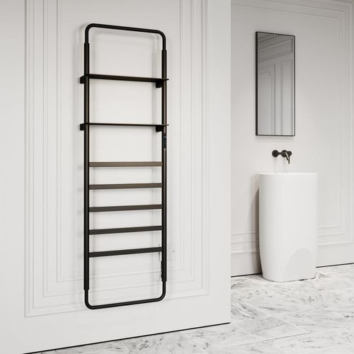 Wall-Mounted Electric Heated Towel Rail Features A convenient Top Storage Shelf And A Digital Control Panel