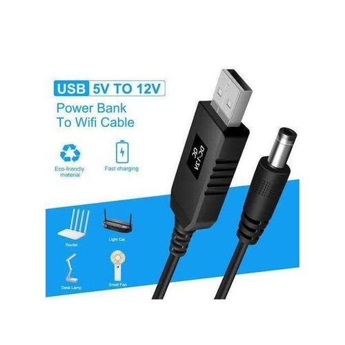 WiFi To Powerbank Cable Connector DC 5V To 12V USB Cable Boost Converter Step-up Cord For Wifi Router