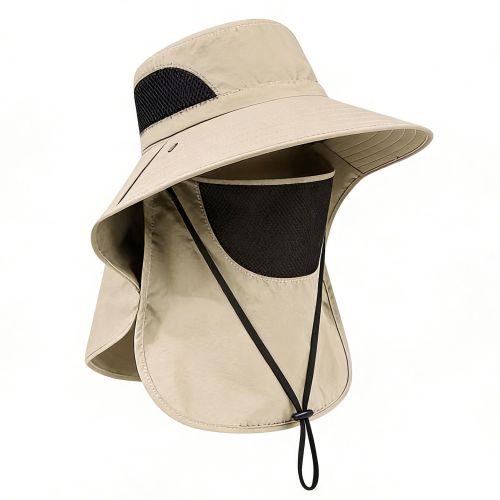 Wide Brim Sun Hat Beach Hat With Detachable Neck Flap Breathable Sunscreen