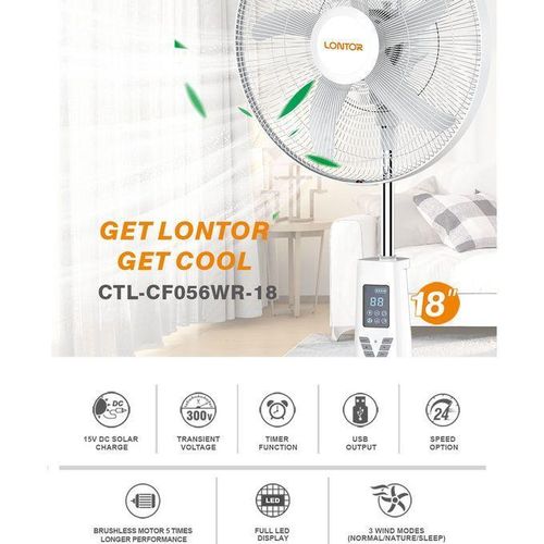 18-inch Lontor Rechargeable Standing Fan - CTL-CF056WR-18