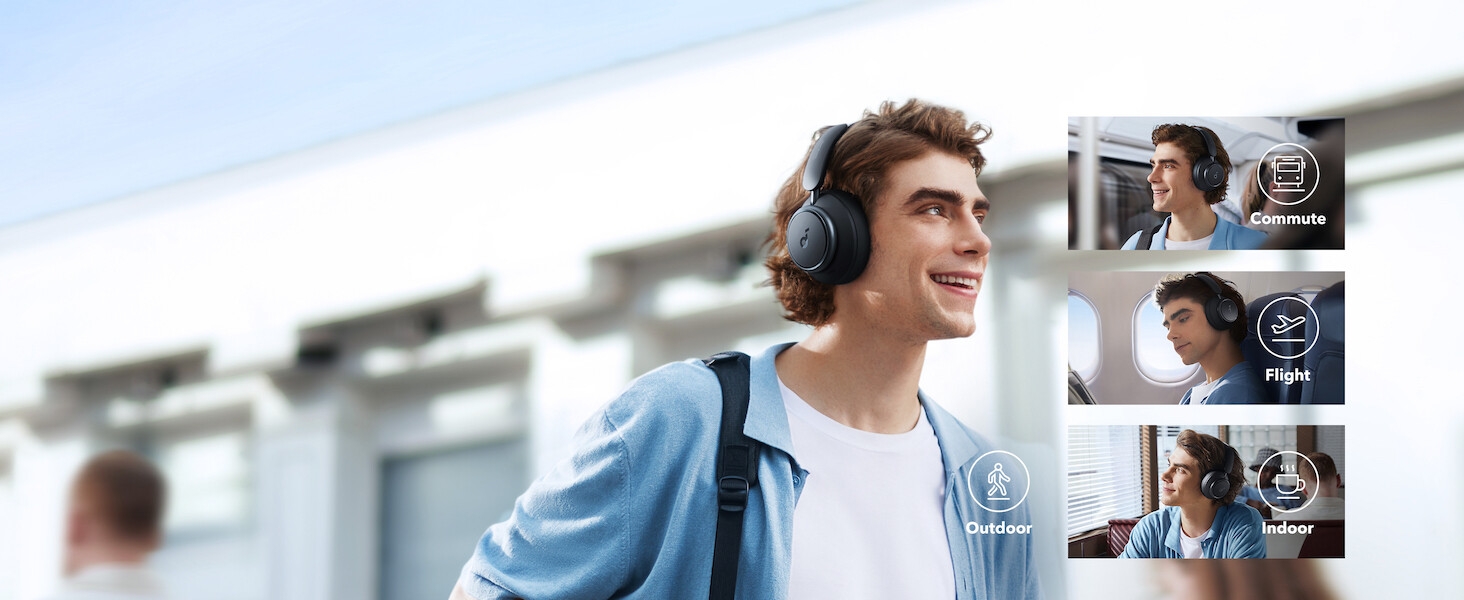 Space Q45's noise cancelling automatically adapts based on the noise from your surroundings.