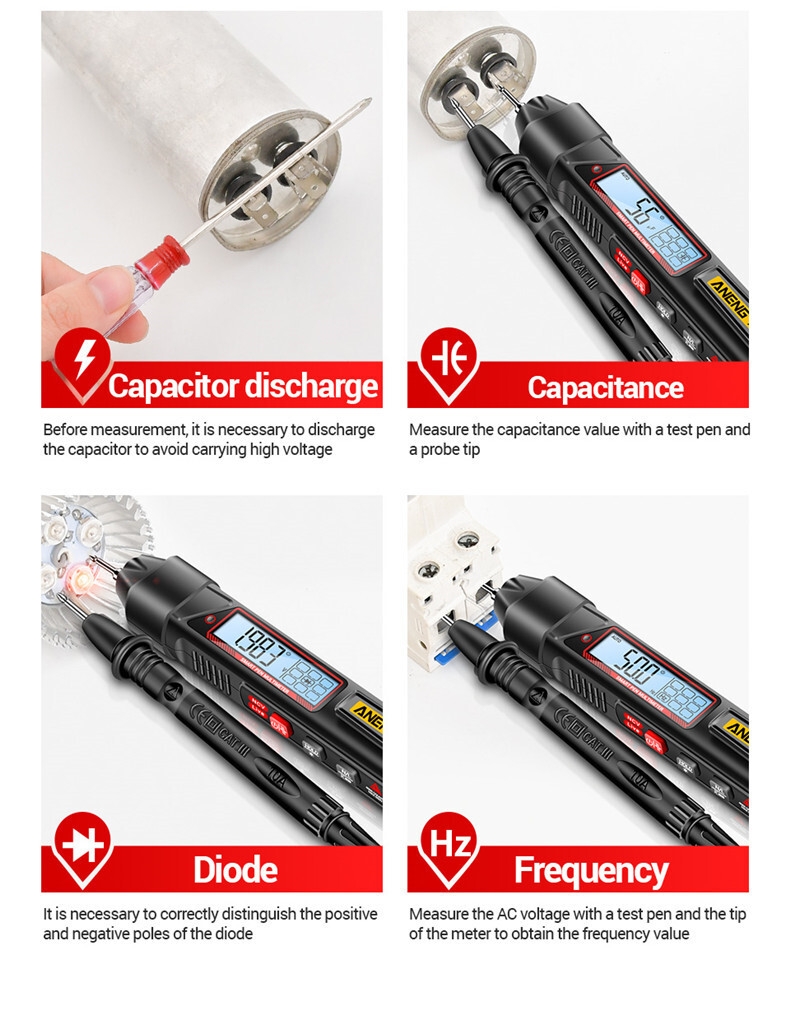 For A3006 Digital Multimeter 4000-Count Professional AC/DC Voltage Tester 600V Pen-Type High Precision Low Battery Indicator