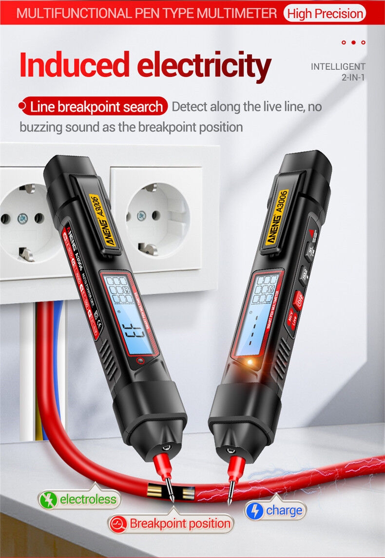 For A3006 Digital Multimeter 4000-Count Professional AC/DC Voltage Tester 600V Pen-Type High Precision Low Battery Indicator