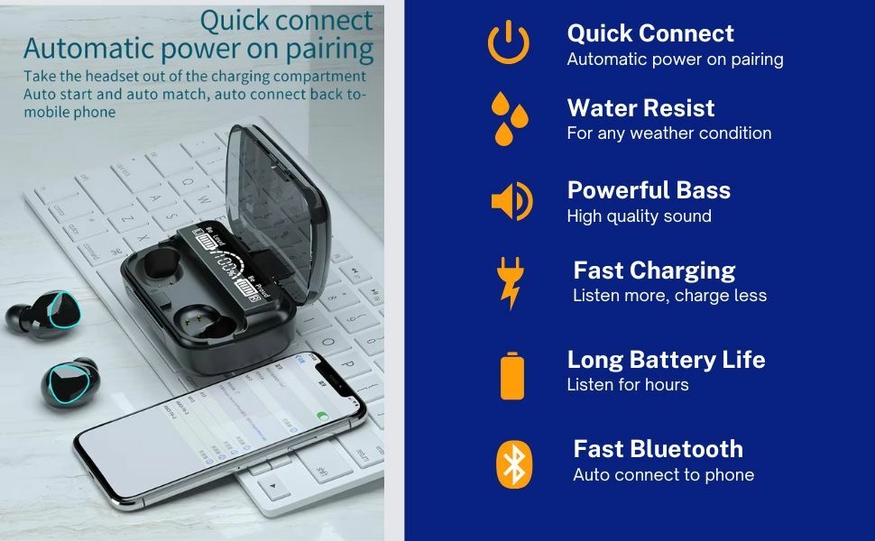 IPX8 waterproof bluetooth sleep headphones with LED display and long battery